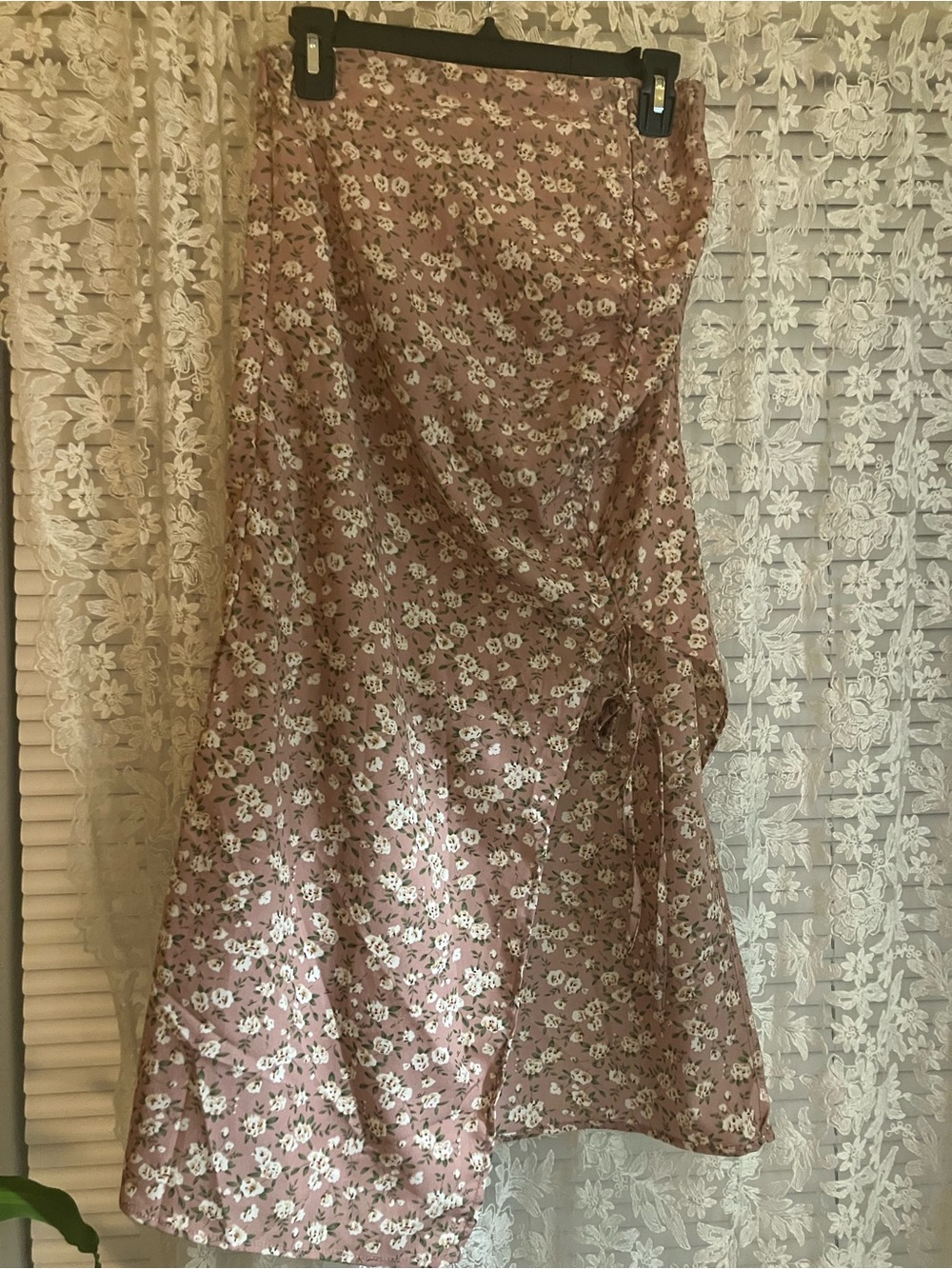 SHEIN Pink Floral Skirt with White Blossoms